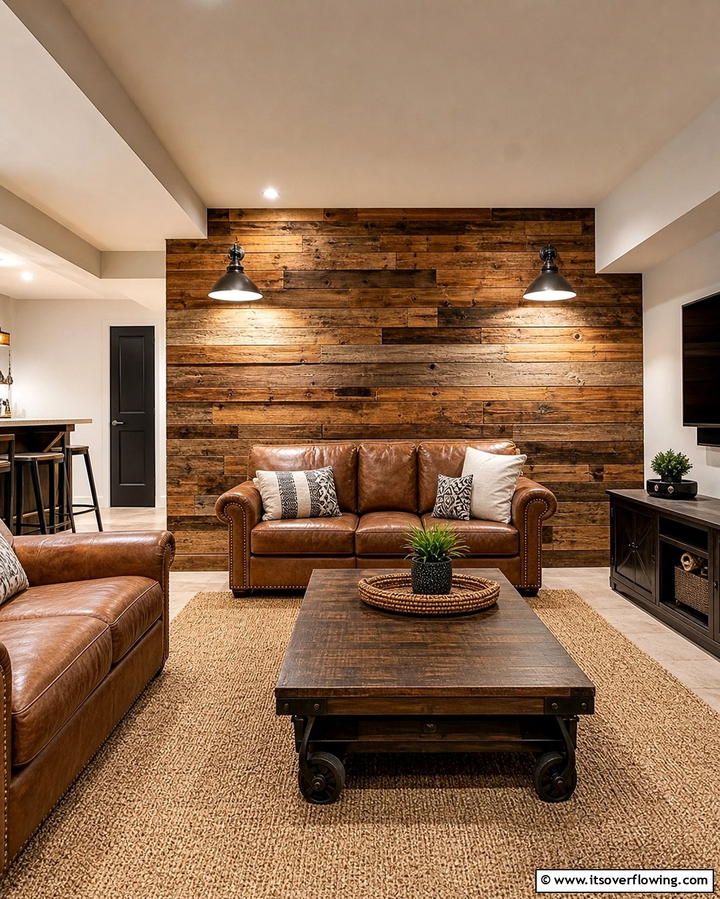 Rustic Wood Paneling - 25 Basement Accent Wall Ideas to Transform Your Space