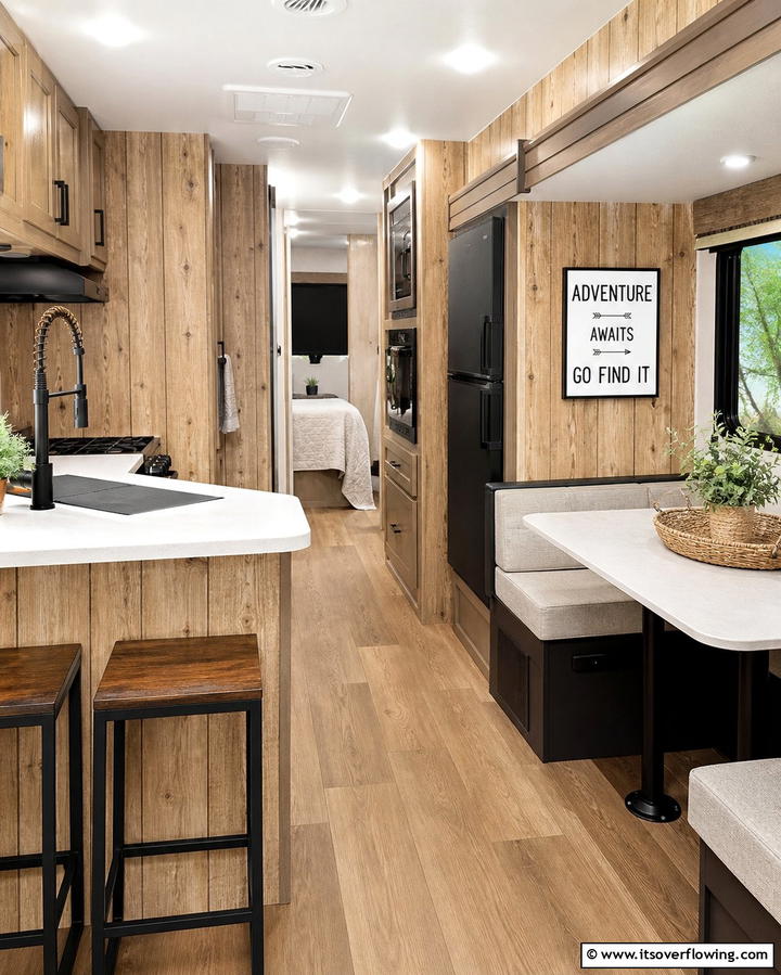 Rustic Wood Paneling - 25 RV Wallpaper Ideas for a Stylish and Comfortable Space