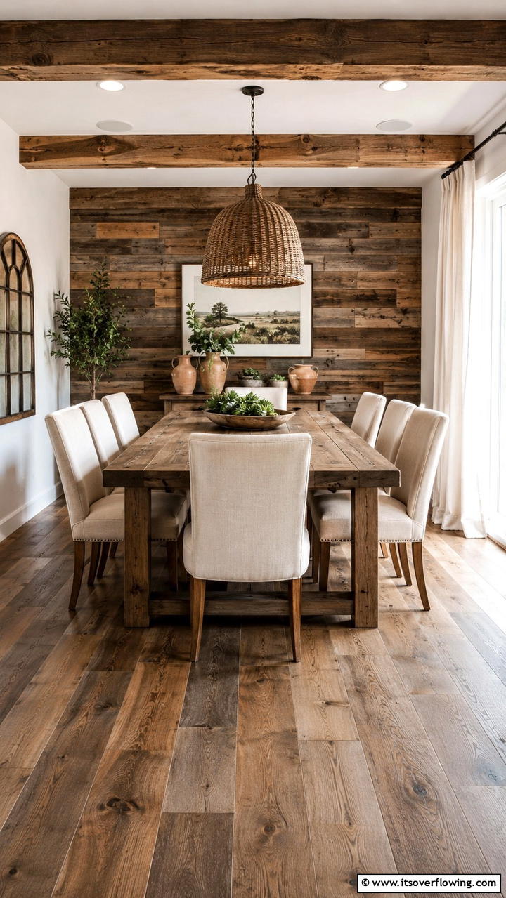 Rustic Wood Paneling - 30 Dining Room Accent Wall Ideas for Bold Style