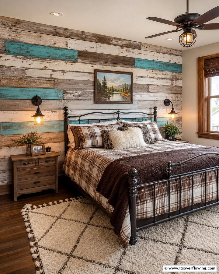 Rustic Wood Panels - 21 Creative Bedroom Wall Painting Ideas for Stylish Rooms