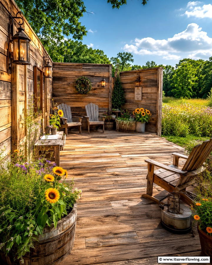 Rustic Wood Privacy - 30 Private Deck Ideas for Secluded Outdoor Relaxation Zones
