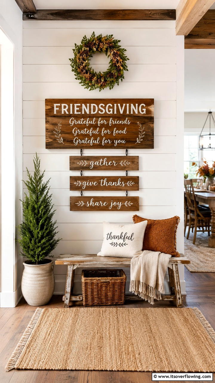 Rustic Wood Signage - 30 Friendsgiving Decor Ideas for Festive Gatherings