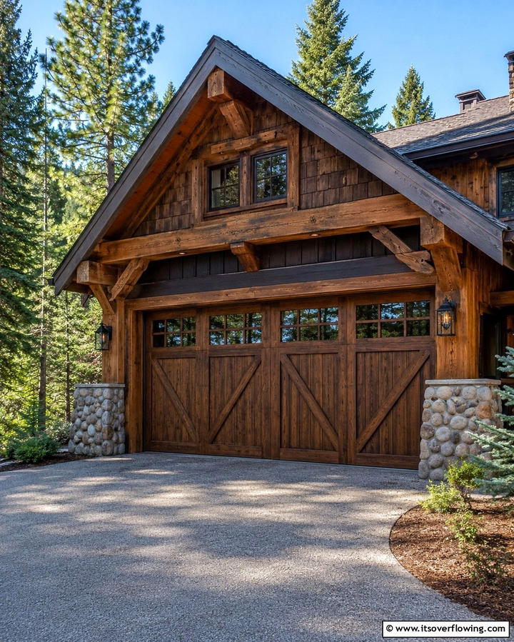 Rustic Wood Stain Finish - 25 Garage Door Paint Ideas to Boost Curb Appeal