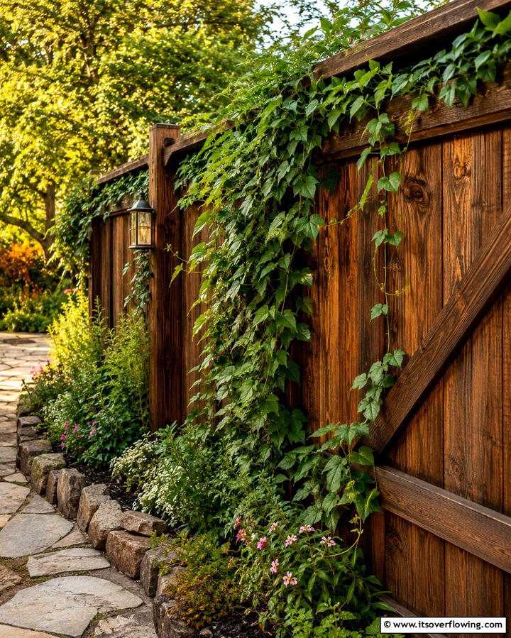 Rustic Wood Stain Finish - 25 Fence Painting Ideas to Refresh Your Outdoor Space