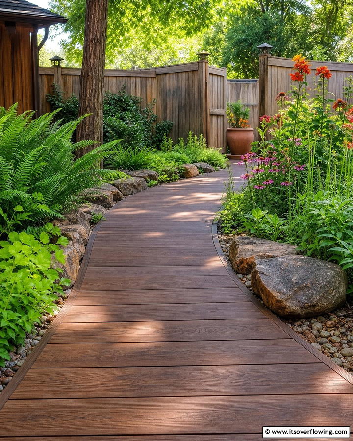 Rustic Wood Style Walkways - 20 Composite Walkway Ideas for a Durable and Beautiful Path