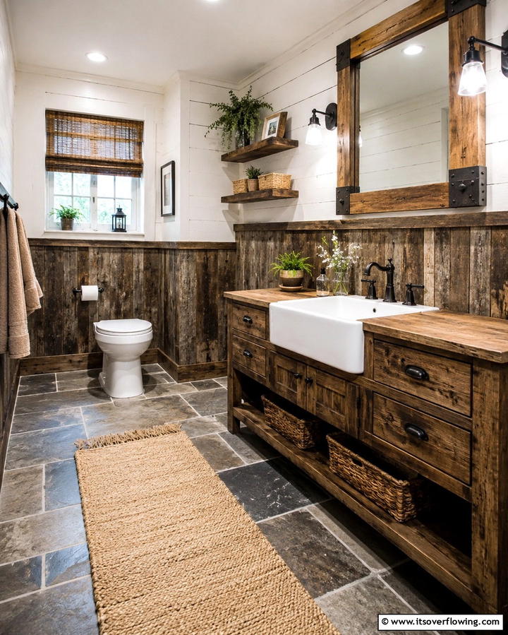 Rustic Wood Wainscoting - 25 Bathroom Wainscoting Ideas to Elevate Your Decor