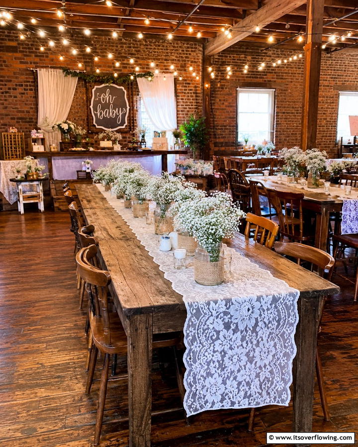 Rustic Wood and Lace Display - 30 Baby Shower Centerpiece Ideas for Adorable Themes