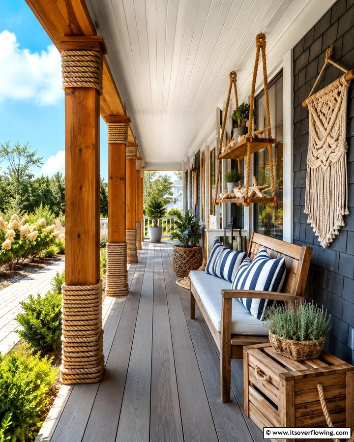 Rustic Wood and Rope Decor - 30 Rustic Front Porch Ideas for a Welcoming Entryway