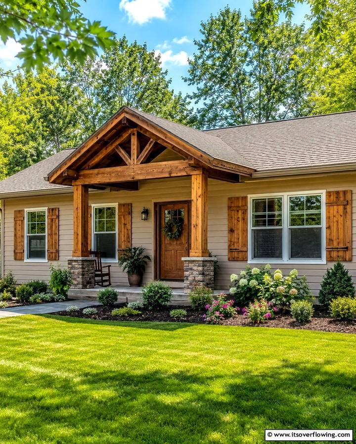 Rustic Wooden Accents - 25 Ideas for Ranch-Style Home Exteriors