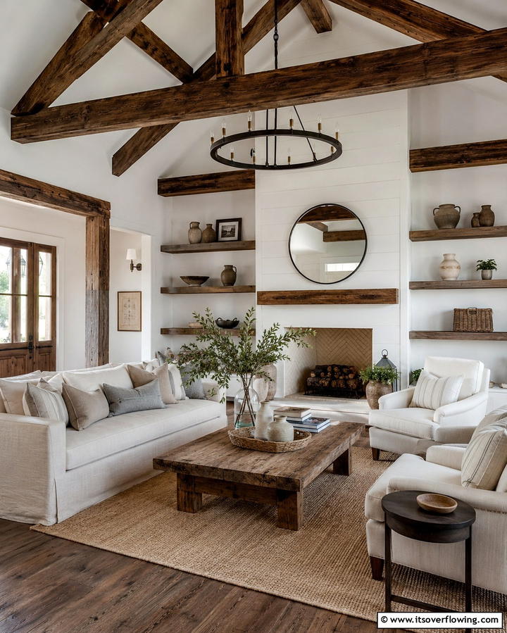 Rustic Wooden Accents - 25 Magnolia Living Room Ideas for Timeless Elegance