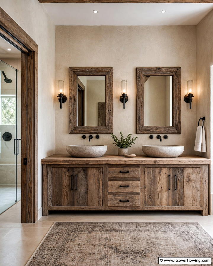Rustic Wooden Accents - 25 Mexican Bathroom Ideas for a Vibrant and Cultural Space