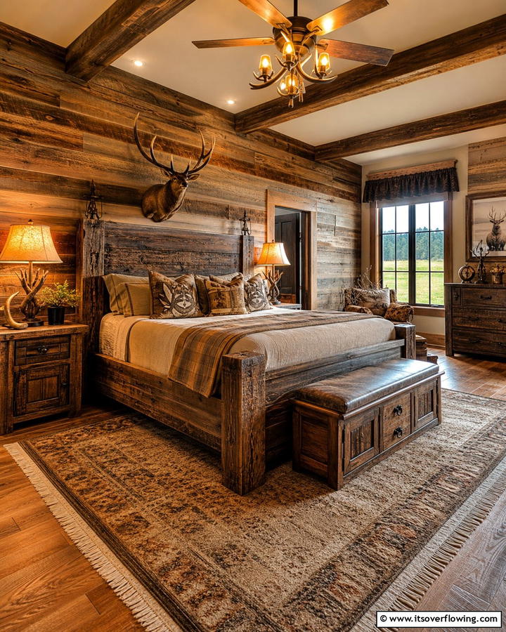 Rustic Wooden Accents - 20 Hunting Bedroom Ideas for a Rustic Retreat