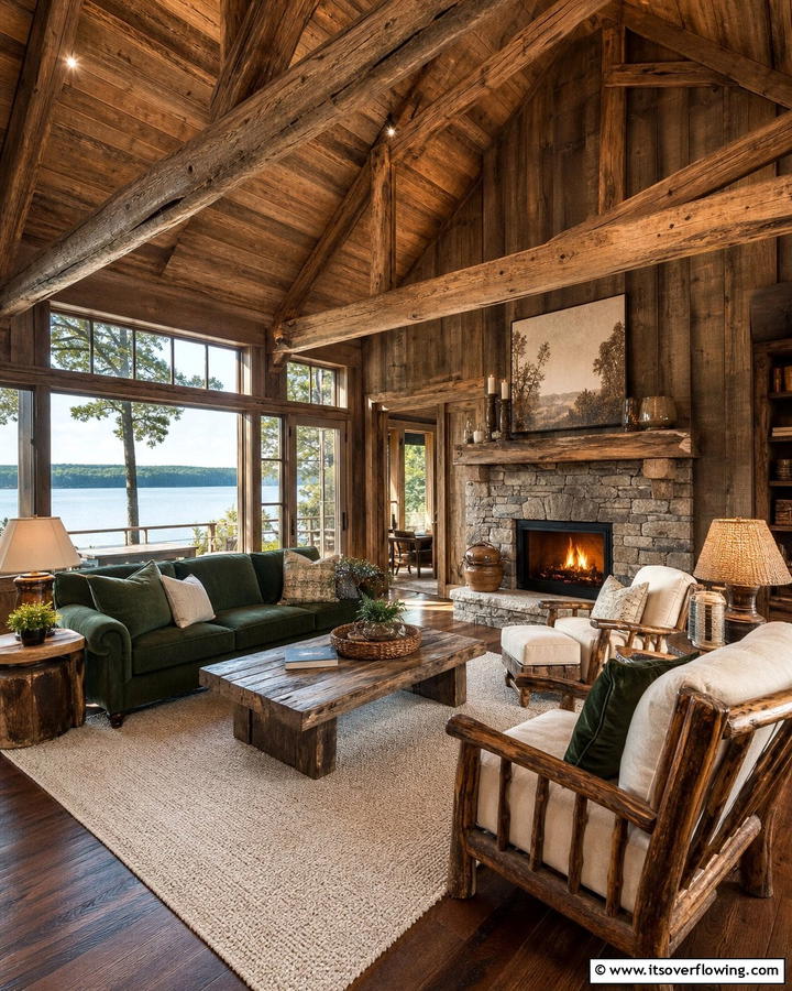 Rustic Wooden Accents - 21 Lake House Decorating Ideas for Serene Waterfront Vibes
