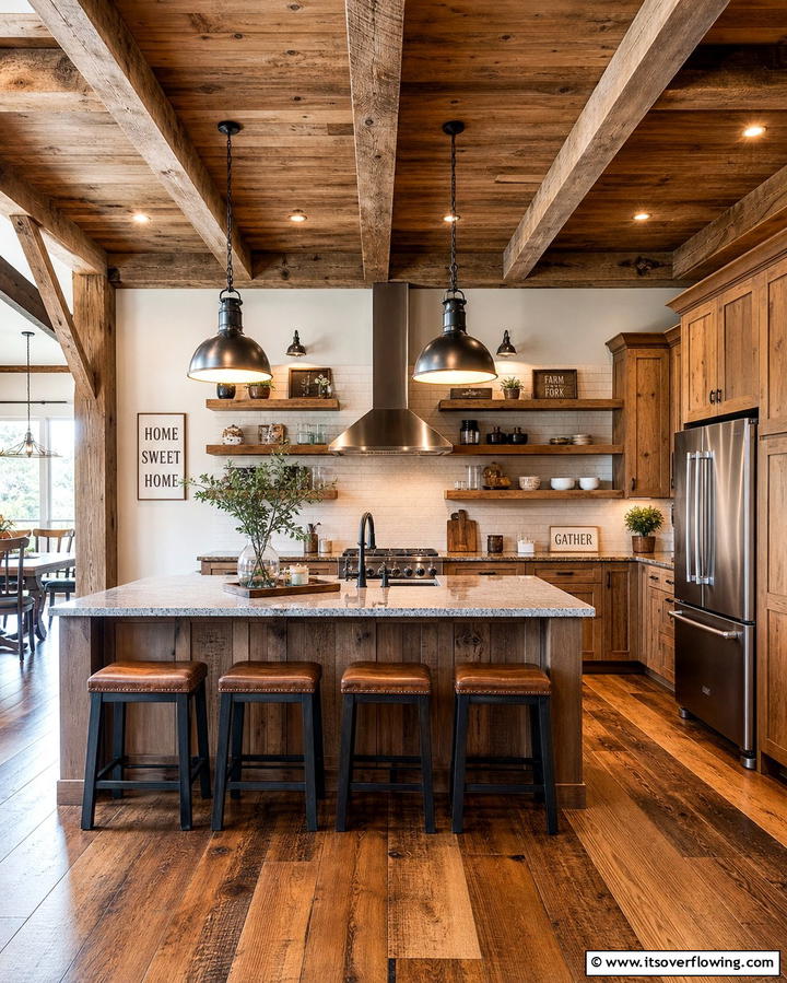 Rustic Wooden Accents - 25 Barndominium Kitchen Ideas for a Rustic and Modern Space