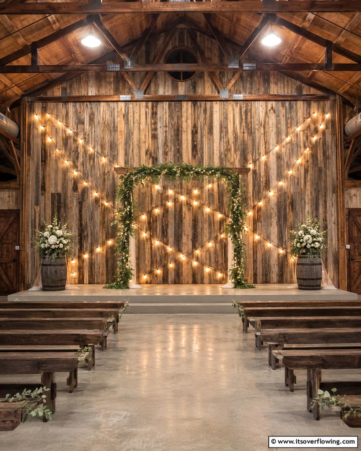 Rustic Wooden Backdrop Charm - 30 Stunning Wedding Altar Design Inspirations