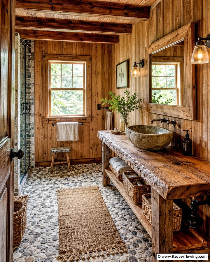 Rustic Wooden Beadboard - 25 Charming Beadboard Bathroom Ideas for a Classic Look