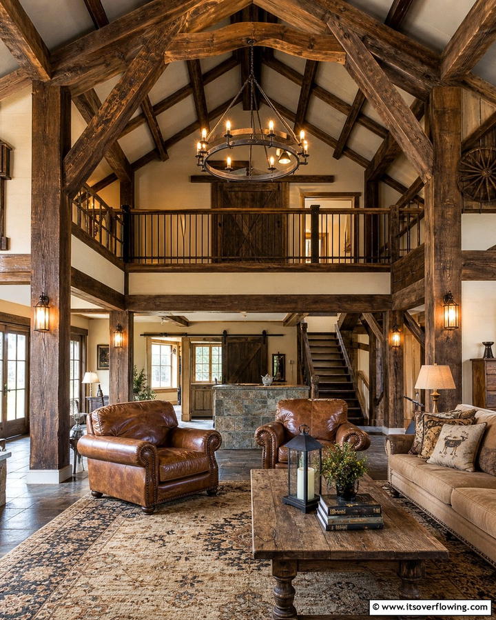 Rustic Wooden Beams - 25 Pole Barn Interior Ideas for a Versatile Space