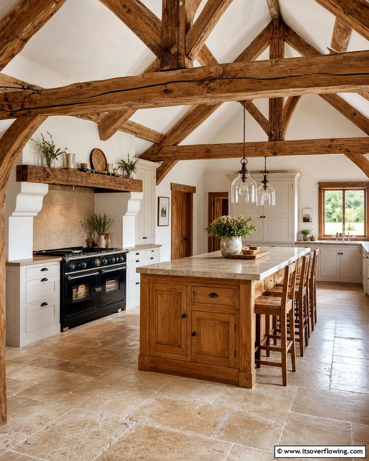 Rustic Wooden Beams - 25 Traditional Kitchen Ideas for Timeless Elegance