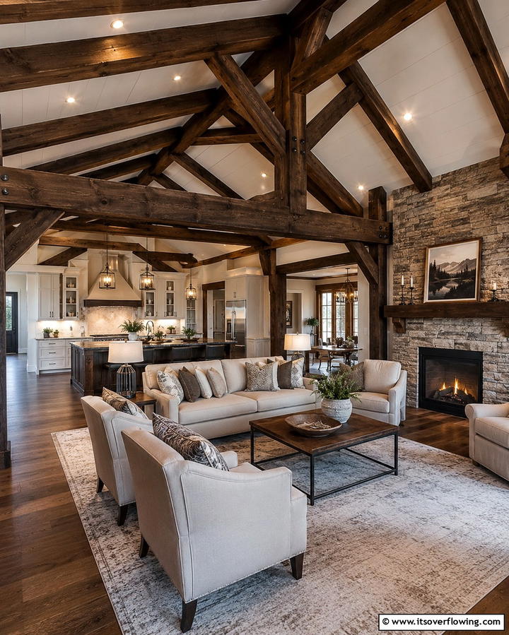 Rustic Wooden Beams - 25 Joanna Gaines Living Room Ideas for Farmhouse Style