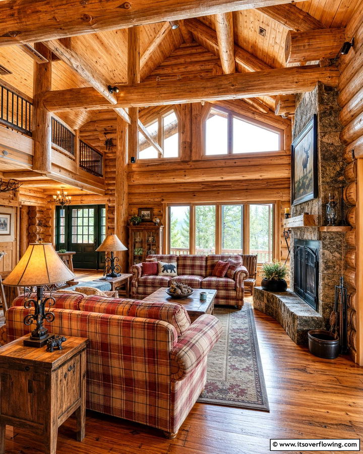 Rustic Wooden Beams - 25 Log Cabin Interior Design Ideas for Cozy Living