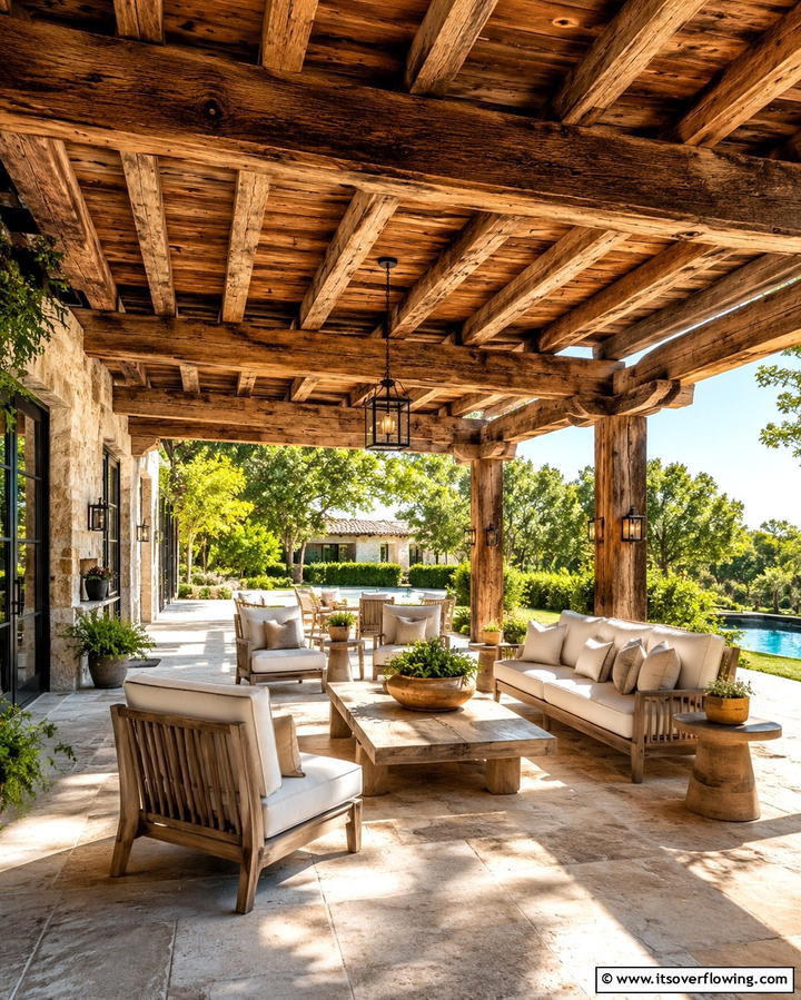 Rustic Wooden Beams - 25 Mediterranean Patio Ideas for Outdoor Living Spaces