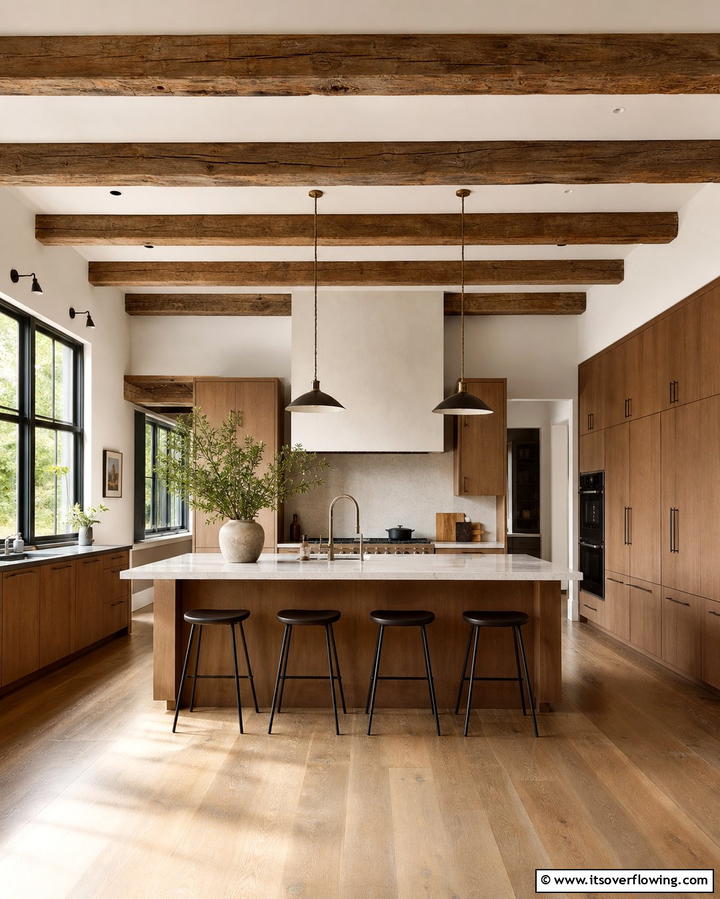Rustic Wooden Beams - 25 Mexican Kitchen Ideas for a Vibrant and Authentic Space