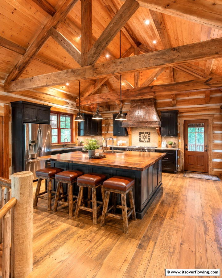 Rustic Wooden Beams for a Timeless Look - 25 Log Cabin Kitchen Design Ideas for a Rustic Look