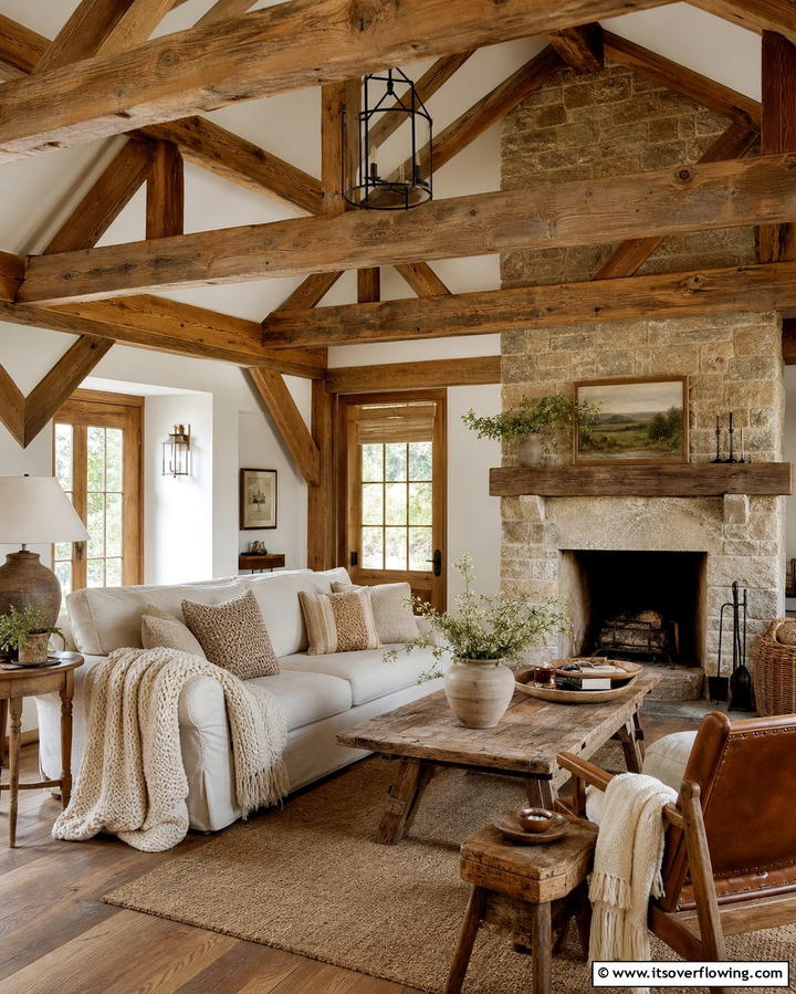 Rustic Wooden BeamsExact - 25 Cottage Decorating Ideas- Charming & Timeless Designs