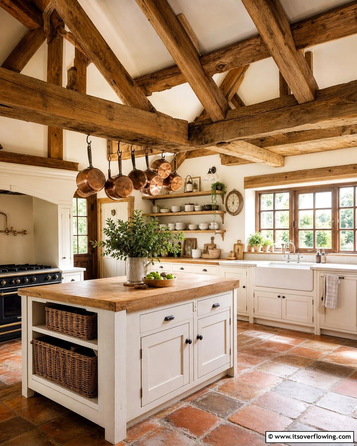 Rustic Wooden BeamsOne - 25 Cottage Decorating Ideas- Charming & Timeless Designs