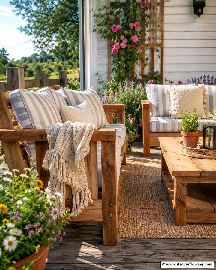 Rustic Wooden Benches - 25 Deck Furniture Ideas for Comfortable Outdoor Living