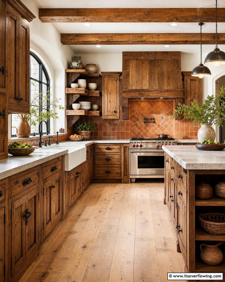 Rustic Wooden Cabinets - 20 Brown Kitchen Ideas to Create a Cozy and Stylish Space