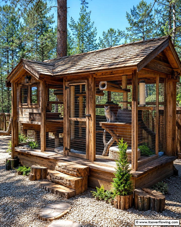 Rustic Wooden Catios - 25 Outdoor Catio Ideas for Your Feline Friends