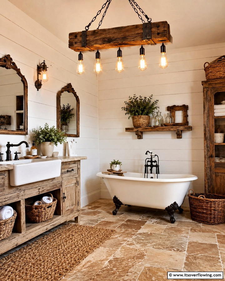 Rustic Wooden Chandeliers - 25 Bathroom Chandelier Ideas for a Luxurious Touch