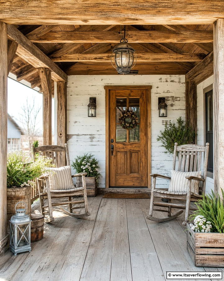 Rustic Wooden Charm - 21 Small Porch Decor Ideas for Welcoming Entryways