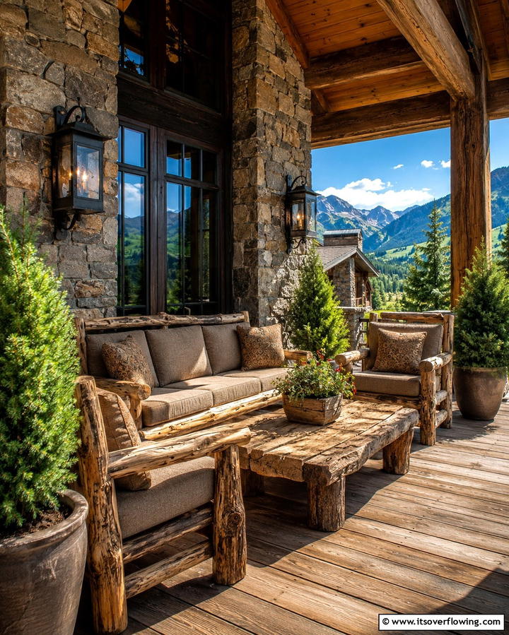 Rustic Wooden Charm - 25 Front Porch Deck Ideas for a Stunning Entryway