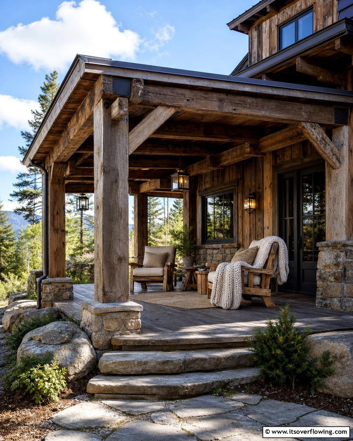 Rustic Wooden Charm - 25 Shed Roof Porch Design Ideas for Cozy Spaces