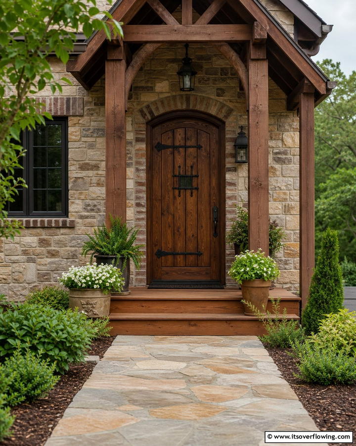 Rustic Wooden Charm - 25 Stylish Brown Front Door Ideas for Your Home