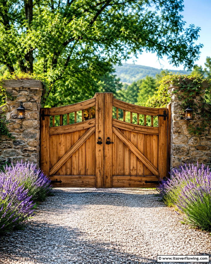 Rustic Wooden Charm - 30 Stylish Driveway Gate Ideas for Curb Appeal