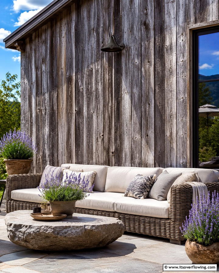 Rustic Wooden Cladding - 25 Patio Wall Ideas to Transform Your Outdoor Space