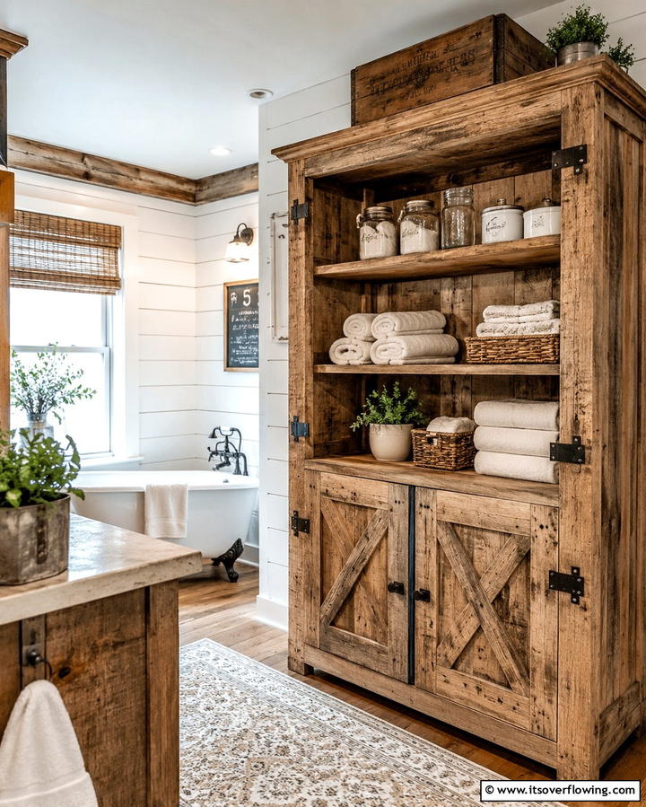 Rustic Wooden Closet - 25 Bathroom Closet Ideas to Maximize Storage and Style