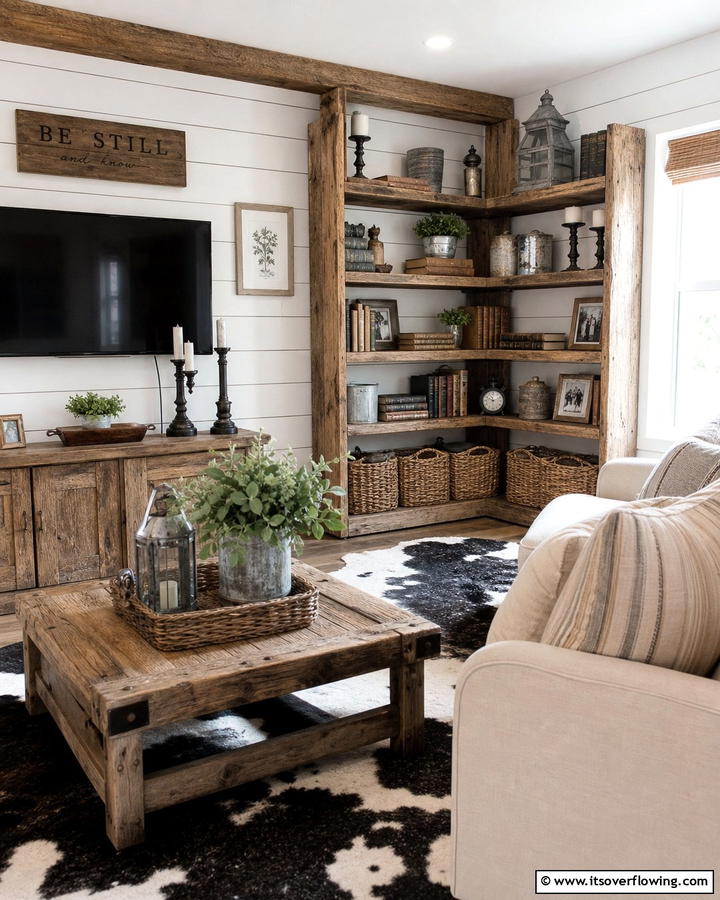 Rustic Wooden Corner Bookshelves - 20 Space-Saving Corner Bookshelf Ideas for Your Home