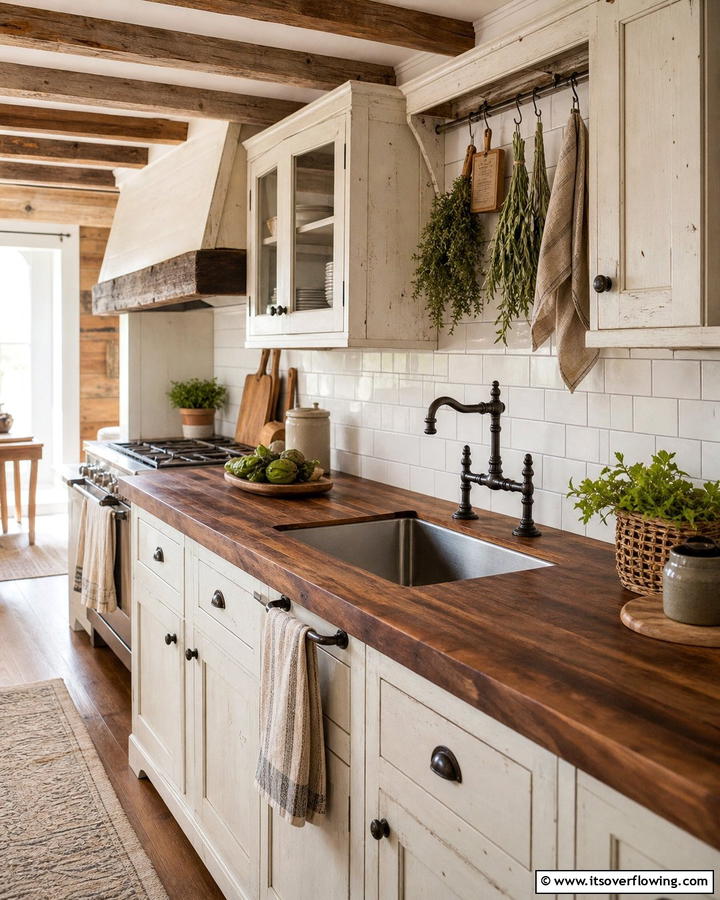 Rustic Wooden Countertop with Sink - 30 Kitchen Sink Ideas Combining Function and Style