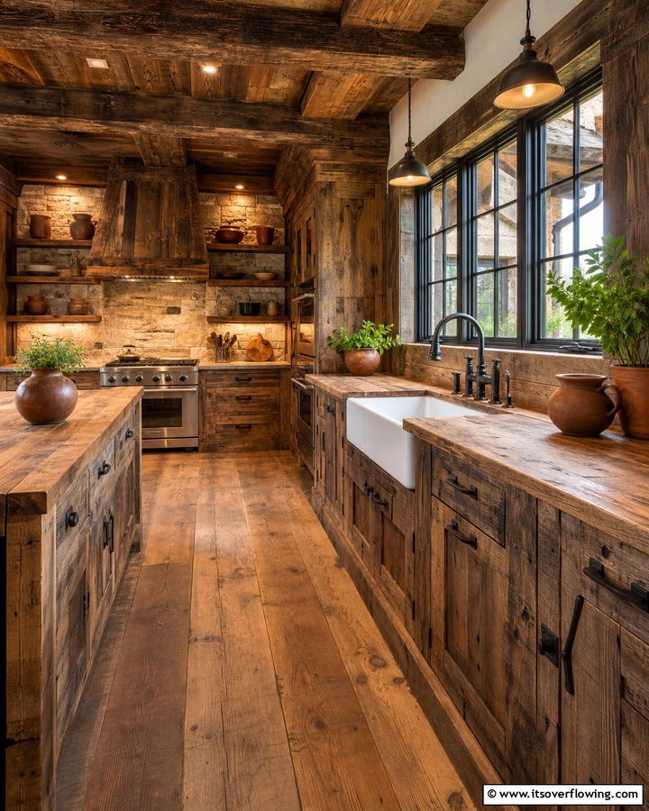 Rustic Wooden Countertops - 20 Primitive Kitchen Ideas for a Rustic Charm