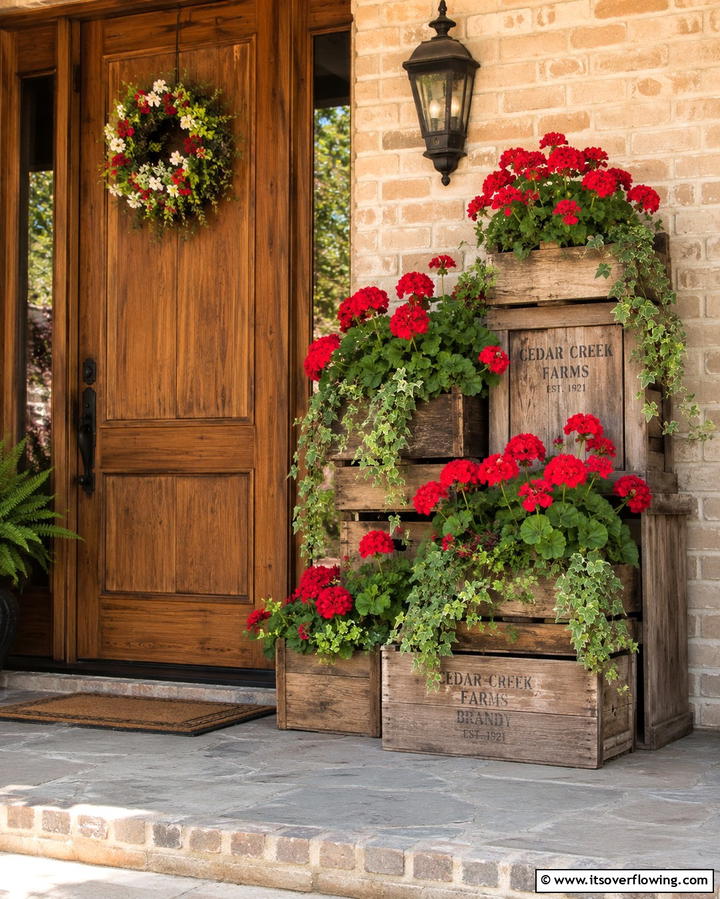 Rustic Wooden Crates - 25 Summer Front Door Decor Ideas to Welcome the Season