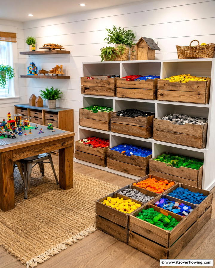 Rustic Wooden Crates - 30 Creative Lego Storage Ideas to Organize Kids’ Spaces