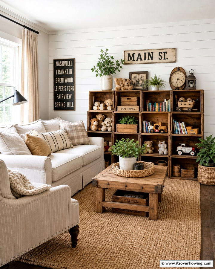 Rustic Wooden Crates - 21 Living Room Toy Storage Ideas for Organized Spaces