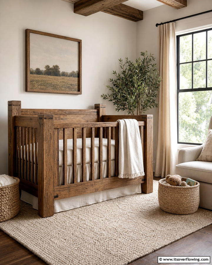 Rustic Wooden CribExact - 25 Farmhouse Nursery Ideas for a Cozy Baby Room