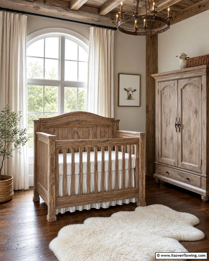 Rustic Wooden CribOne - 25 Farmhouse Nursery Ideas for a Cozy Baby Room