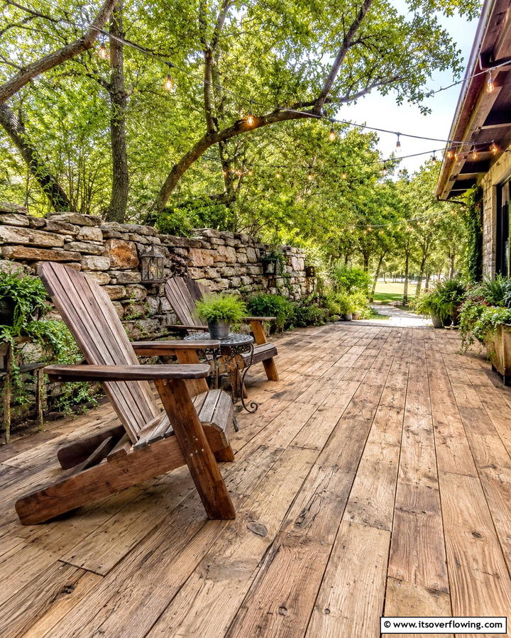 Rustic Wooden Deck - 25 Ground Level Deck Ideas for Easy Outdoor Living