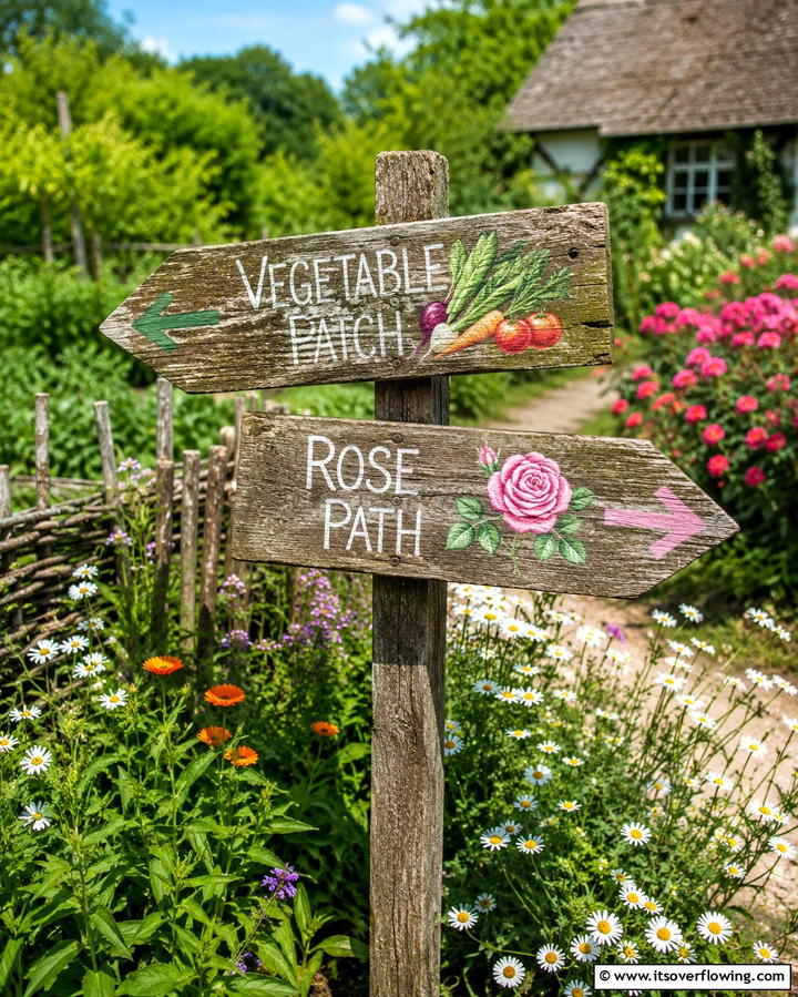 Rustic Wooden Directional Signs - 25 Garden Sign Ideas to Personalize Your Outdoor Space